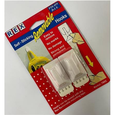 REX SELF-STICKING REMOVABLE HOOK 1802 WHITE