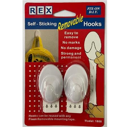 REX SELF-STICKING REMOVABLE HOOK 1808 WHITE