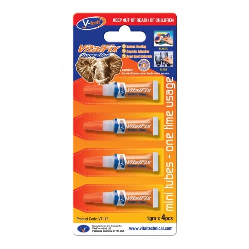 V-TECH SUPER GLUE VT-119 MINI PACK 1G X 4 TUBES EACH