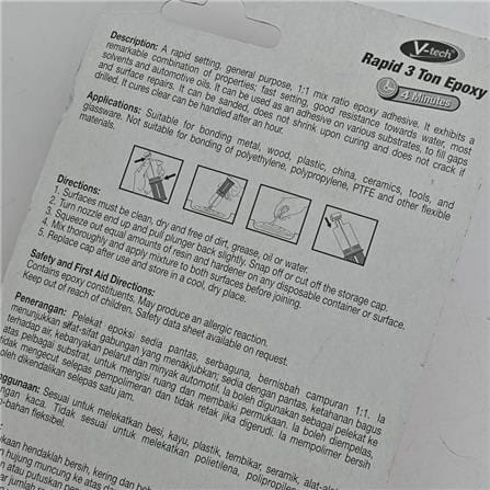 V-TECH RAPID 3 TON 4 MINUTES EPOXY VT-146 CLEAR