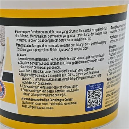 V-TECH PUTTY FILLER 500G VT-460500
