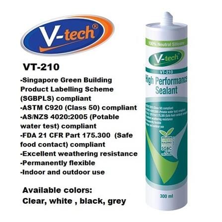 V-TECH NEUTRAL SILICONE SEALANT VT-210G GREY 300ML