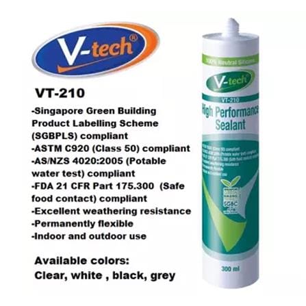 V-TECH WEATHERPROOFING SEALANT SILICONE VT-211 MATTE BLACK 300ML