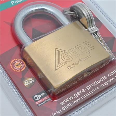 GERE PADLOCK SINGLE CL5450 50MM BRASS 1 EACH