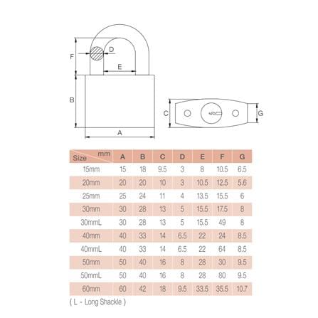 GERE KEYED ALIKE SET PADLOCK CL54502KA 50MM BRASS 2 EACH