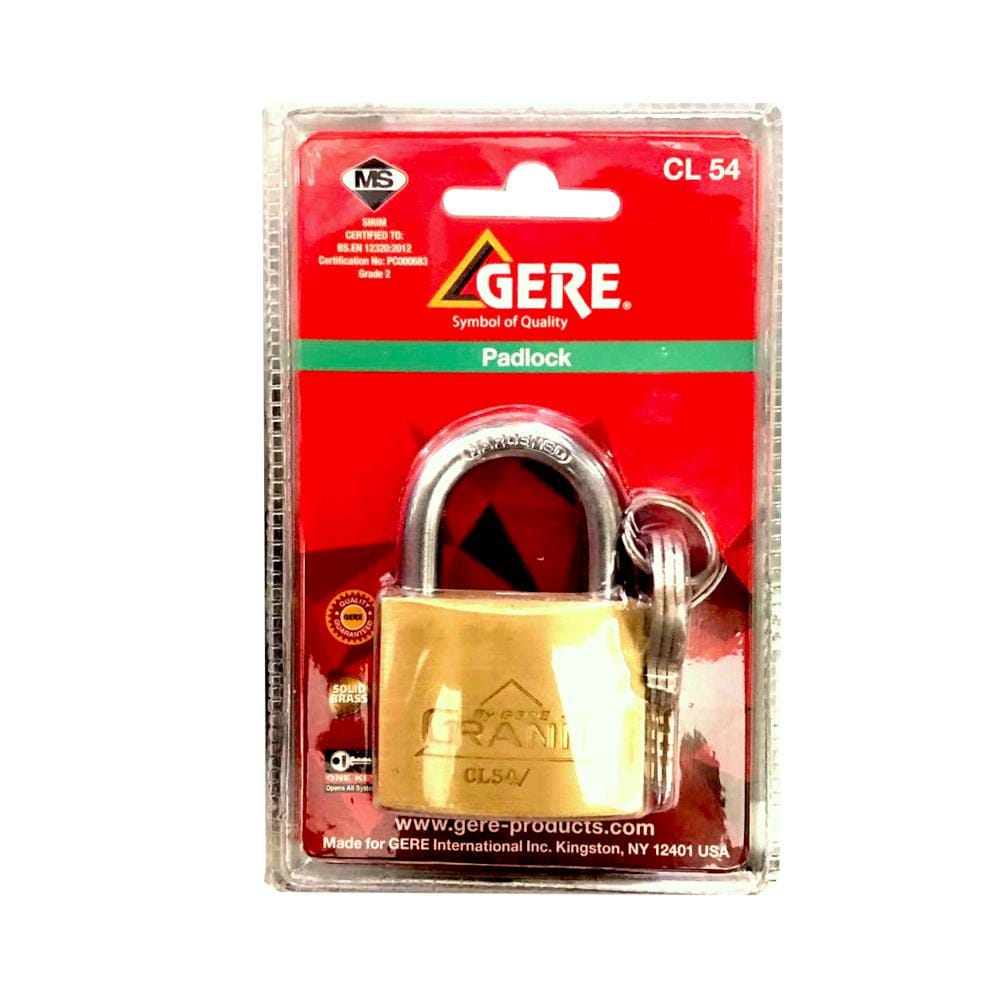 GERE PADLOCK SINGLE CL5460 60MM BRASS 1 EACH
