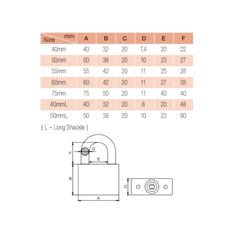 GERE PADLOCK SINGLE CL9550 50MM CHROME 1 EACH