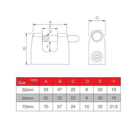 GERE KEYED ALIKE PADLOCK SET CL91503KA 50MM CHROME 3 EACH