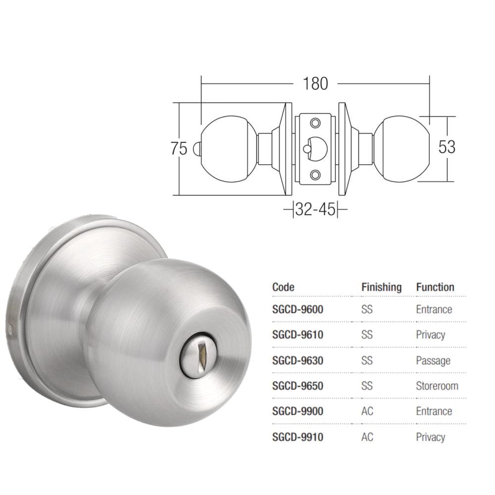 ST.GUCHI BATHROOM KNOB C-9610 STAINLESS STEEL