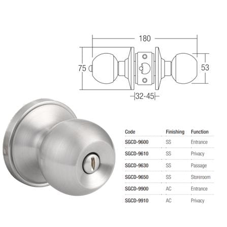 ST.GUCHI BATHROOM KNOB C-9610 STAINLESS STEEL