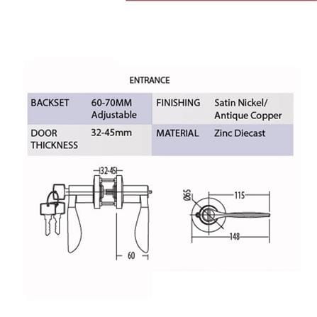 ST.GUCHI ENTRANCE LEVER TL6502 STAINLESS STEEL