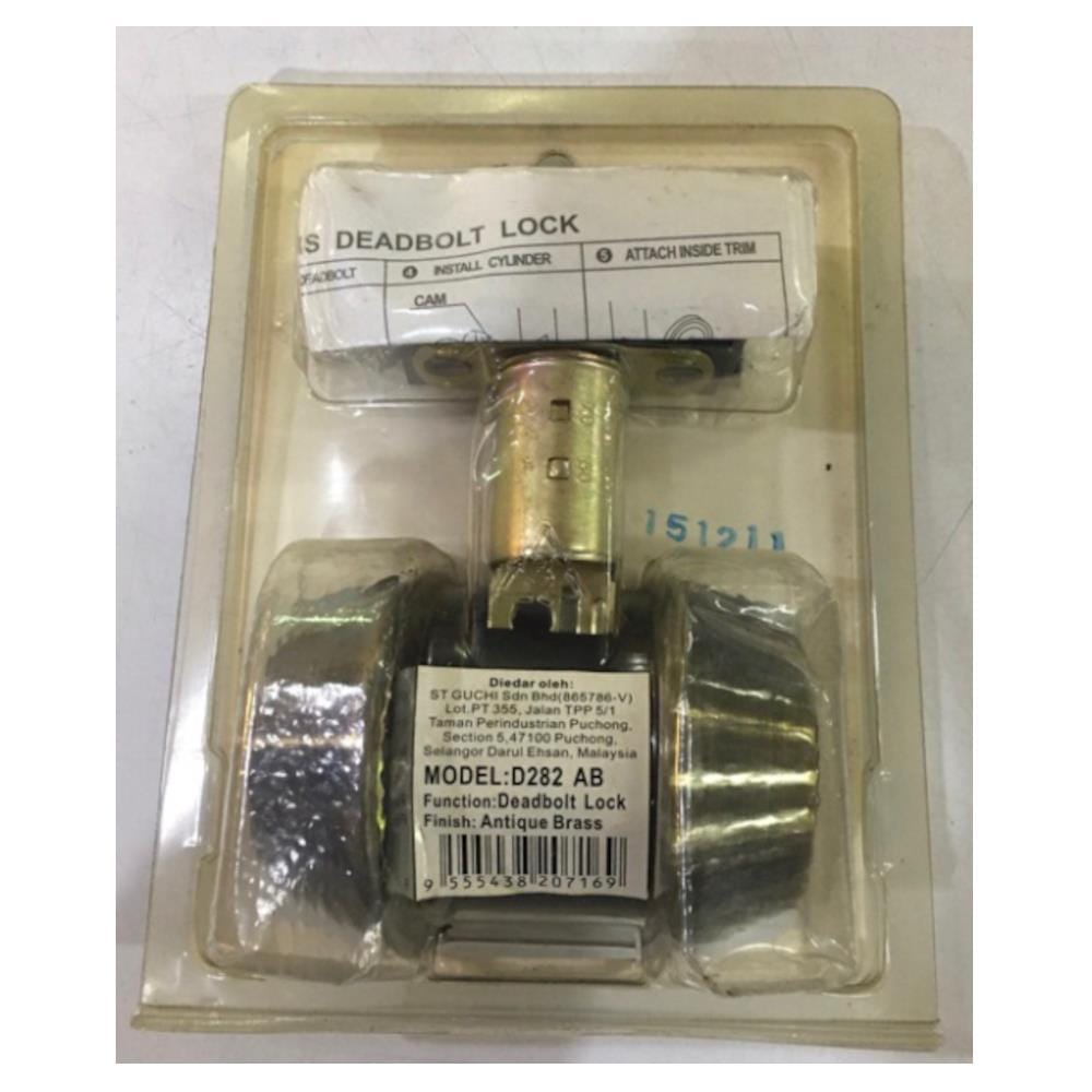 ST. GUCHI DOUBLE DEADBOLT D-282 AB ANTIQUE BRASS