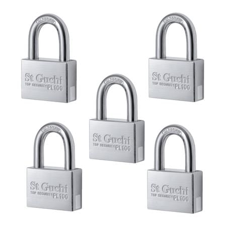 ST. GUCHI KEYED ALIKE PADLOCK SET PL100 (N)-405 40MM CHROME 5 EACH