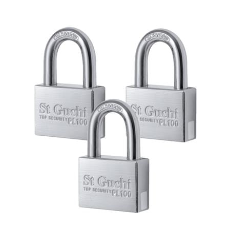 ST. GUCHI KEYED ALIKE PADLOCK SET PL100 (N)-503 50MM CHROME 3 EACH