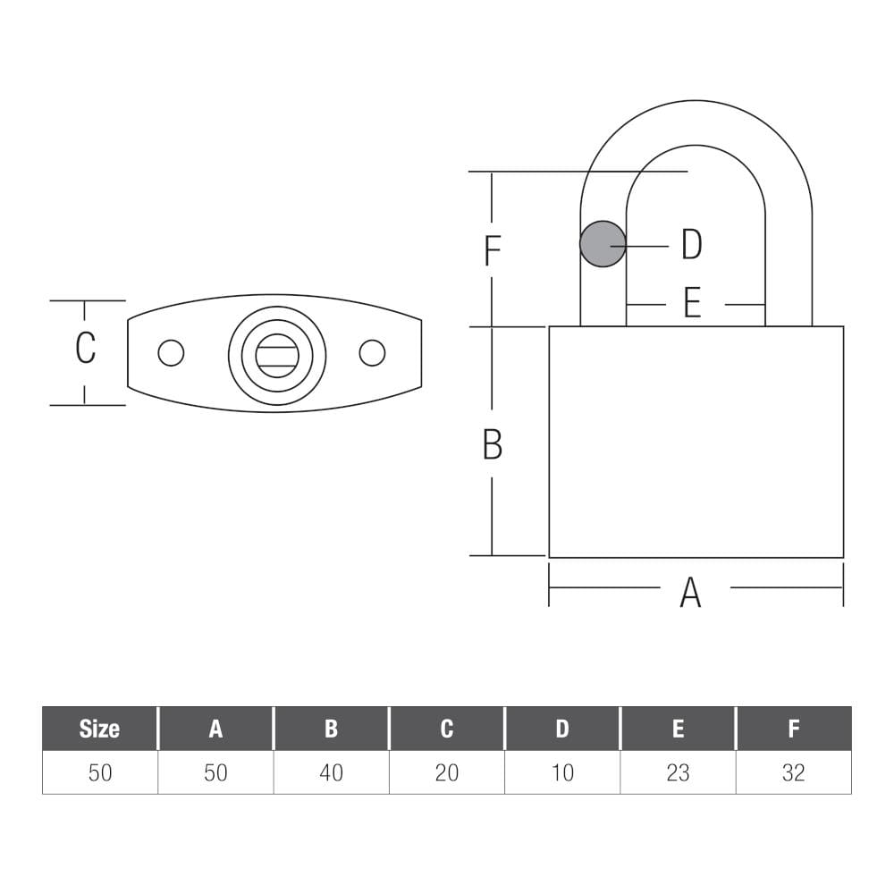 ST. GUCHI KEYED ALIKE PADLOCK SET PL500 (N)-502 50MM CHROME 2 EACH
