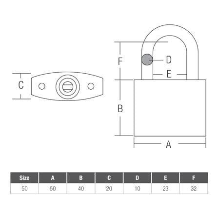 ST. GUCHI KEYED ALIKE PADLOCK SET PL500 (N)-505 50MM CHROME 5 EACH