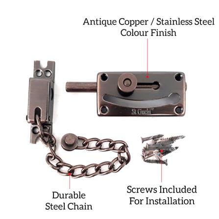 ST. GUCHI DOOR CHAIN DOOR BOLT & CHAIN ANTIQUE COPPER