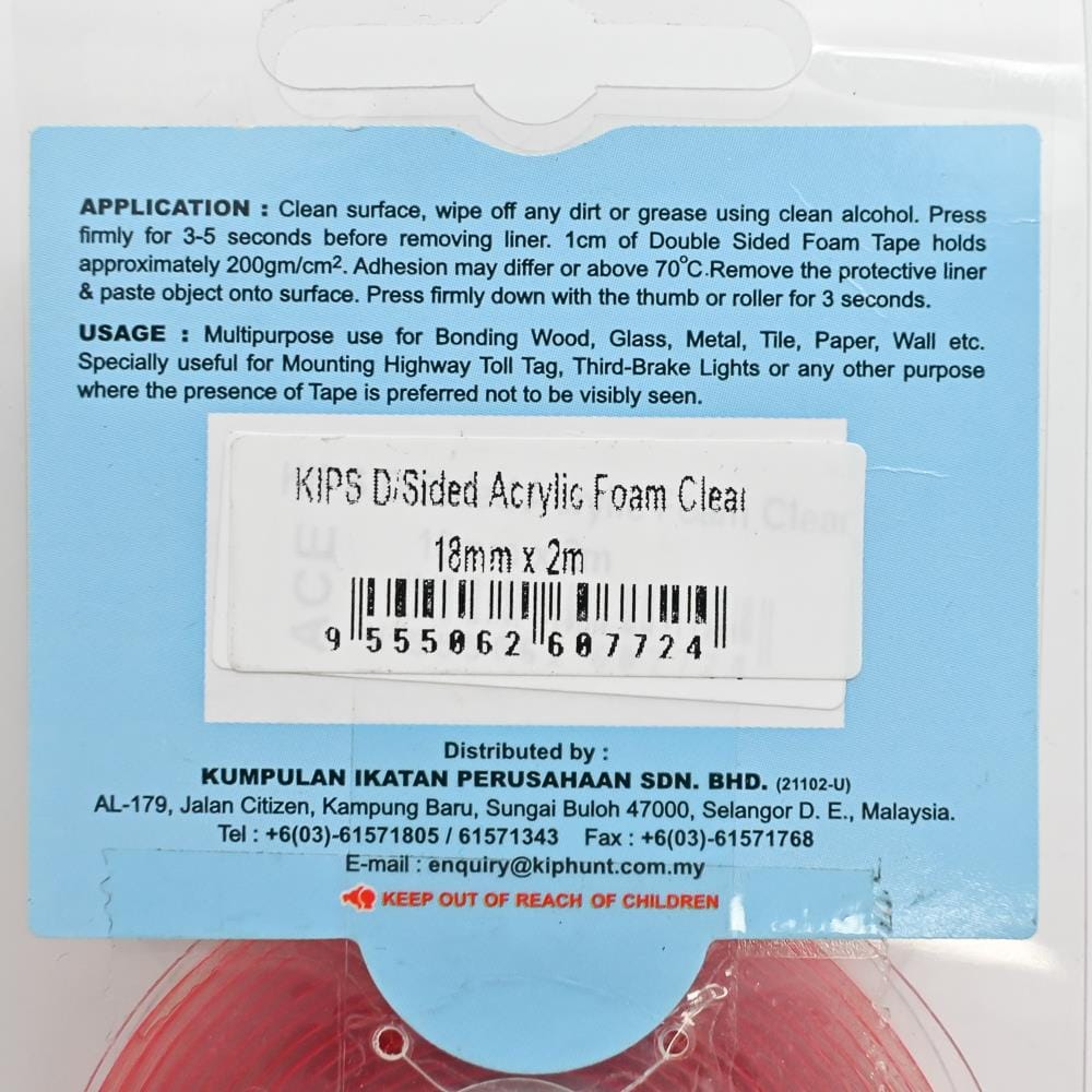 KIPS ACRYLIC FOAM TAPE 18MM 2METER