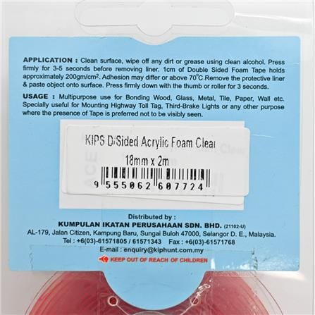 KIPS ACRYLIC FOAM TAPE 18MM 2METER