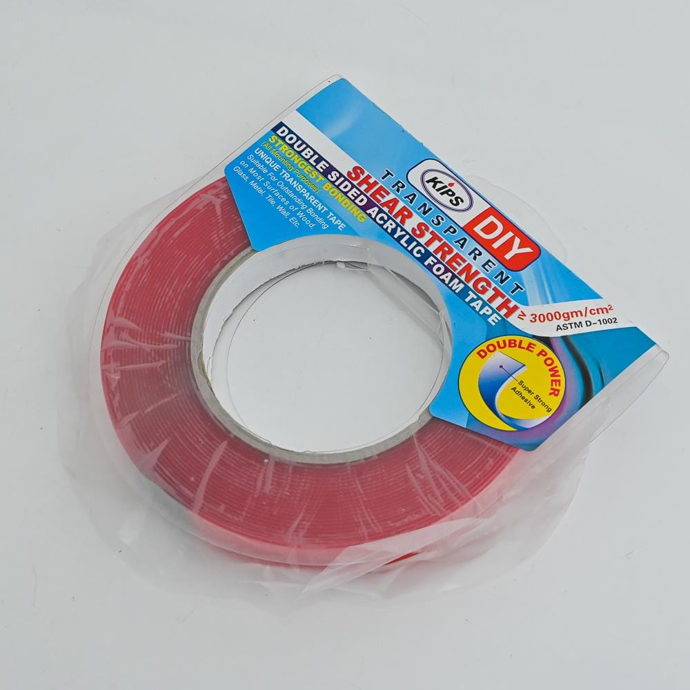 KIPS ACRYLIC DOUBLE SIDED TAPE CLEAR 18MM X 9 YARD