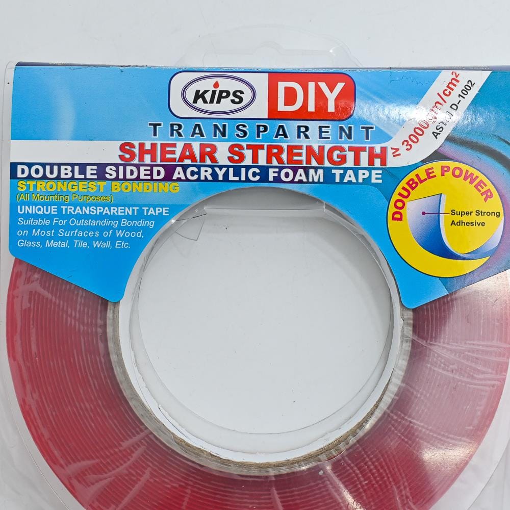 KIPS ACRYLIC DOUBLE SIDED TAPE CLEAR 18MM X 9 YARD