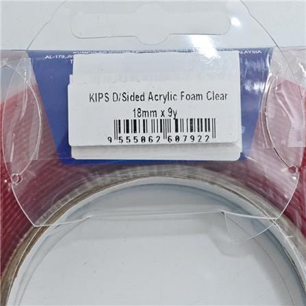 KIPS ACRYLIC DOUBLE SIDED TAPE CLEAR 18MM X 9 YARD