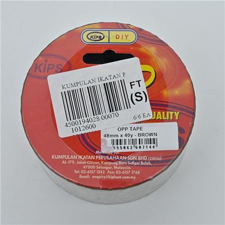 KIPS OPP SEALING TAPE 48MM X 40YARDS BROWN
