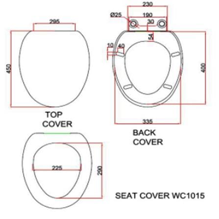 SERICITE PLASTIC TOILET SEAT S&C(N) WC1015 WHITE