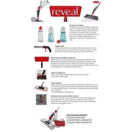 RUBBERMAID REVEAL MICROFIBER SPRAY MOP SET RED