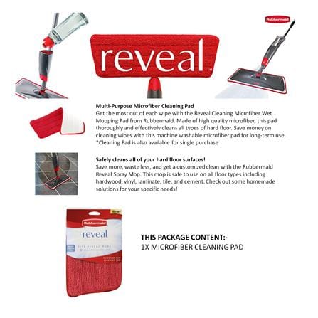 RUBBERMAID REVEAL SPRAY MOP CLEANING PAD RED