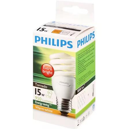 ENERGY LAMP WARM WHITE PHILIPS TORNADO 15W WW E27 220-240V