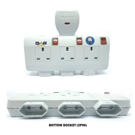 6 WAY T-ADAPTOR WITH NEON + SURGE S7633N SUM