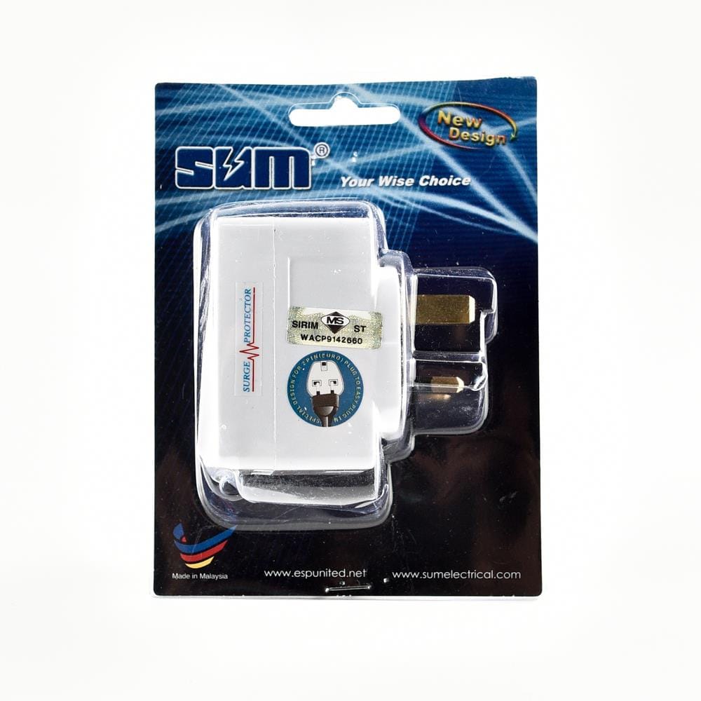 3PIN 3WAY ADAPTOR WITH NEON + SURGE S703N-BP NESLY