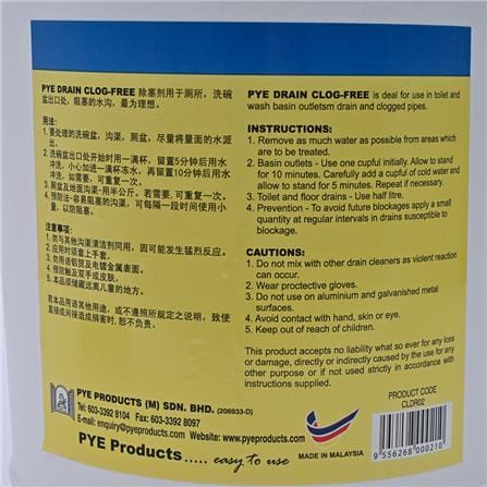 PYE DRAIN CLOG-FREE RENOVATOR SOLVENT 4 LITRE