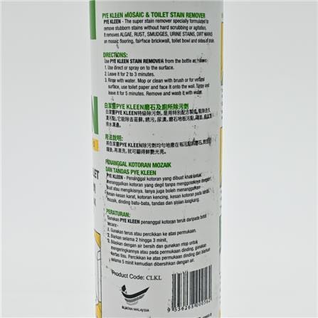 PYE KLEEN MOSAIC & TOILET STAIN REMOVER 500ML