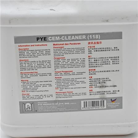 PYE CEMENT CLEANER 118 STAIN REMOVER 1 LITRE