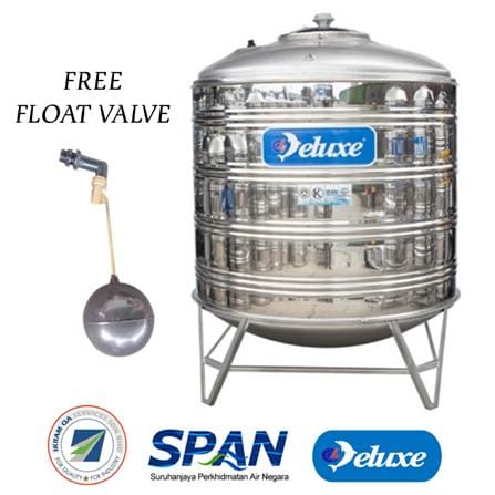 DELUXE STAINLESS STEEL WATER TANK VERTICAL WITH STAND ROUND BOTTOM CL50K 2,000L
