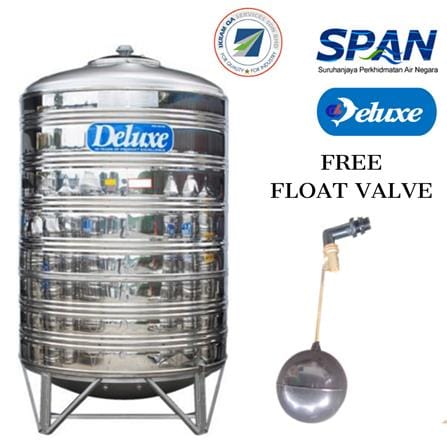 DELUXE STAINLESS STEEL WATER TANK VERTICAL WITH STAND ROUND BOTTOM CL60K 3,000L