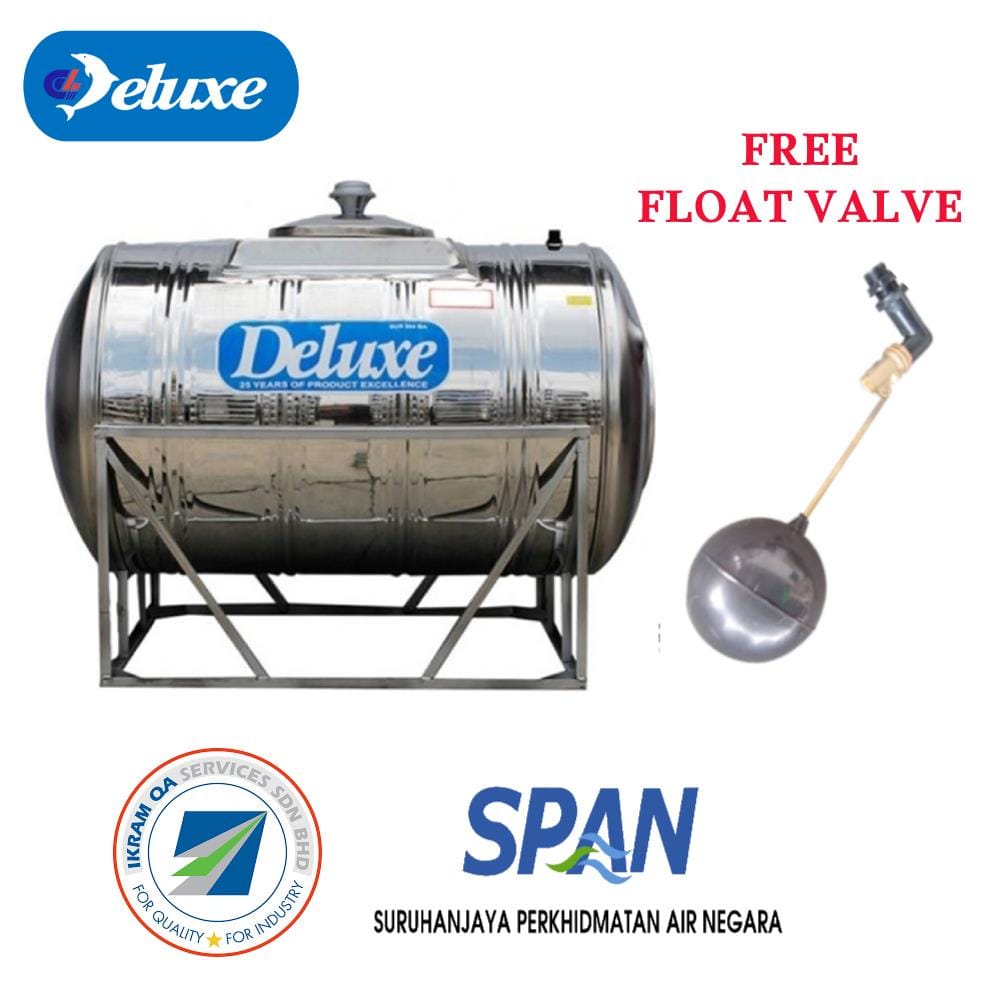 DELUXE STAINLESS STEEL WATER TANK HORIZONTAL WITH STAND CL220KH 10,000L