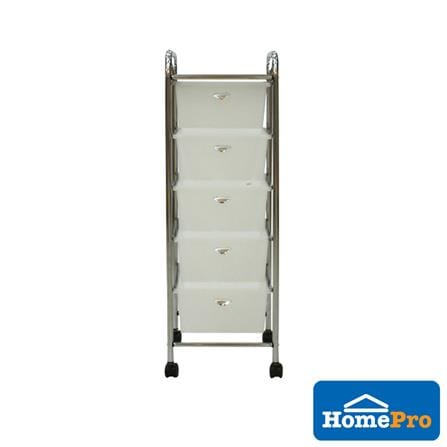 HOMEPRO STORAGE CAR WITH DRAWER 5 TIER FLF001-5 W33.5XD39XH96CM WHITE