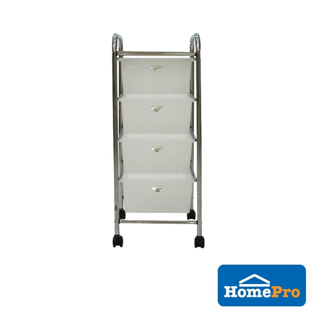 HOMEPRO STORAGE CAR WITH DRAWER 4 TIER FLF001-4 W33.5XD39XH81 CM WHITE