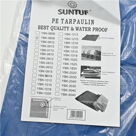 SUNTUF 6FT X 9FT BLUE ORANGE POLYETHELENE CANVAS