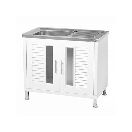 KING BASE CABINET STAINLESS STEEL SINK NUVO WHITE