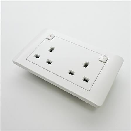 SCHNEIDER ZENCELO SWITCH SOCKET 13A TWIN GANG WHITE