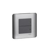ZENCELO 2 GANG 1 WAY SWITCH SCHNEIDER SILVER SATIN