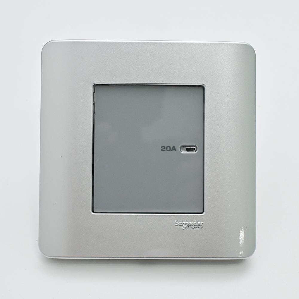 ZENCELO 20A 1 GANG DOUBLE POLE SWITCH SCHNEIDER SILVER SATIN