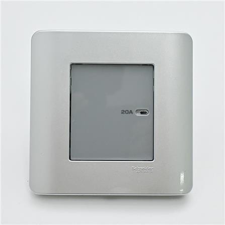 ZENCELO 20A 1 GANG DOUBLE POLE SWITCH SCHNEIDER SILVER SATIN