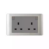 SCHNEIDER ZENCELO 13A TWIN GANG DOUBLE SOCKETS E84T25 SILVER SATIN