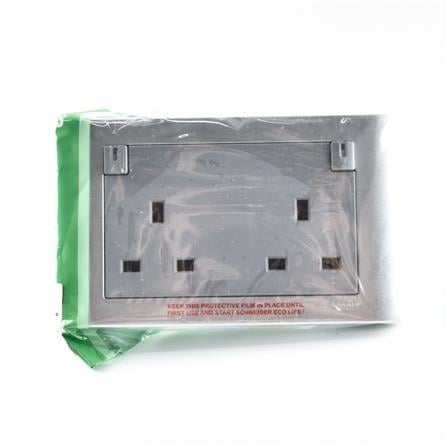 SCHNEIDER ZENCELO 13A TWIN GANG DOUBLE SOCKETS E84T25 SILVER SATIN