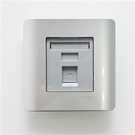 ZENCELO 1 GANG TELEPHONE SOCKETS SCHNEIDER 6P/4C E8431RJS4 SILVER SATIN